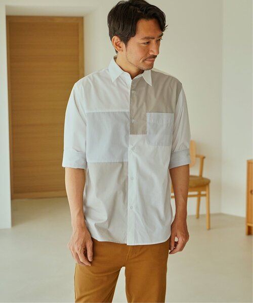 ikka（イッカ）の「【接触冷感】ブロックス冷感5分袖シャツ（シャツ/ブラウス・メンズ・ホワイト/ネイビー/グレー/ブルー・M/L/XL/S）」の9枚目の写真