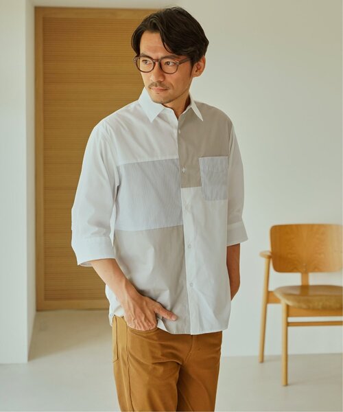 ikka（イッカ）の「【接触冷感】ブロックス冷感5分袖シャツ（シャツ/ブラウス・メンズ・ホワイト/ネイビー/グレー/ブルー・M/L/XL/S）」の10枚目の写真