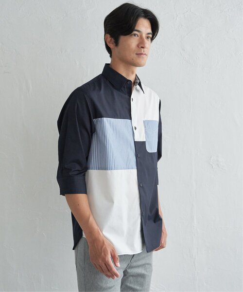 ikka（イッカ）の「【接触冷感】ブロックス冷感5分袖シャツ（シャツ/ブラウス・メンズ・ホワイト/ネイビー/グレー/ブルー・M/L/XL/S）」の22枚目の写真