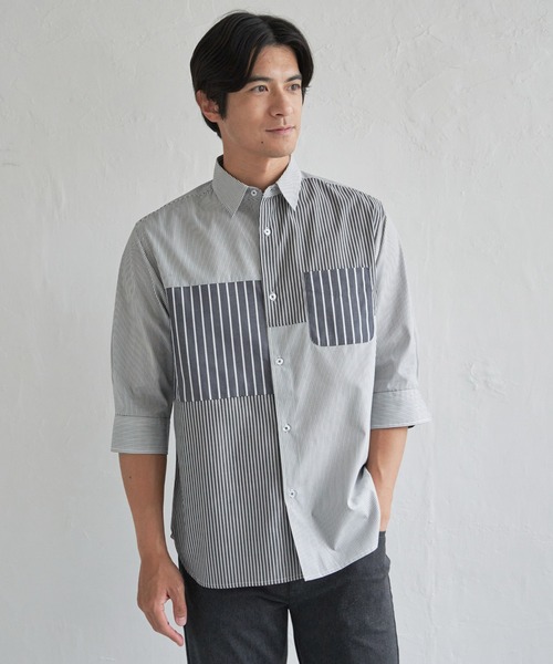 ikka（イッカ）の「【接触冷感】ブロックス冷感5分袖シャツ（シャツ/ブラウス・メンズ・ホワイト/ネイビー/グレー/ブルー・M/L/XL/S）」の3枚目の写真