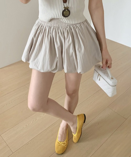 DAY CLOSET(デイ クローゼット)の「【ミニ丈/ふわっと軽やかシルエット】バルーンパンツ一体型ハイウエストスカート レディース(スカート・レディース・ブラック/ホワイト/ライトブルー/グレイッシュベージュ・L/M)」の20枚目の写真