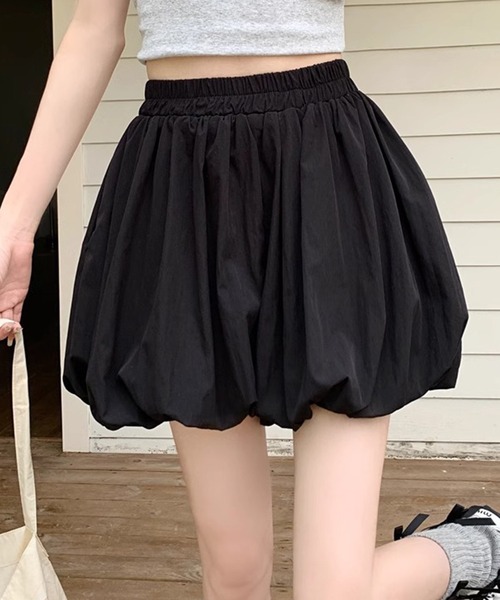 DAY CLOSET(デイ クローゼット)の「【ミニ丈/ふわっと軽やかシルエット】バルーンパンツ一体型ハイウエストスカート レディース(スカート・レディース・ブラック/ホワイト/ライトブルー/グレイッシュベージュ・L/M)」の12枚目の写真