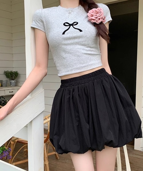 DAY CLOSET(デイ クローゼット)の「【ミニ丈/ふわっと軽やかシルエット】バルーンパンツ一体型ハイウエストスカート レディース(スカート・レディース・ブラック/ホワイト/ライトブルー/グレイッシュベージュ・L/M)」の13枚目の写真