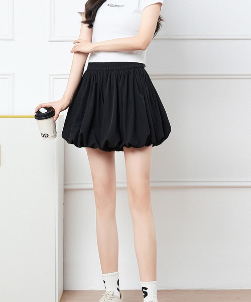 DAY CLOSET(デイ クローゼット)の「【ミニ丈/ふわっと軽やかシルエット】バルーンパンツ一体型ハイウエストスカート レディース(スカート・レディース・ブラック/ホワイト/ライトブルー/グレイッシュベージュ・L/M)」の15枚目の写真