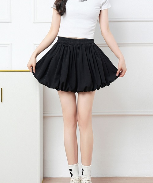 DAY CLOSET(デイ クローゼット)の「【ミニ丈/ふわっと軽やかシルエット】バルーンパンツ一体型ハイウエストスカート レディース(スカート・レディース・ブラック/ホワイト/ライトブルー/グレイッシュベージュ・L/M)」の16枚目の写真