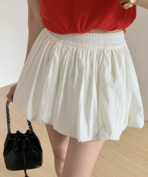 DAY CLOSET(デイ クローゼット)の「【ミニ丈/ふわっと軽やかシルエット】バルーンパンツ一体型ハイウエストスカート レディース(スカート・レディース・ブラック/ホワイト/ライトブルー/グレイッシュベージュ・L/M)」の5枚目の写真