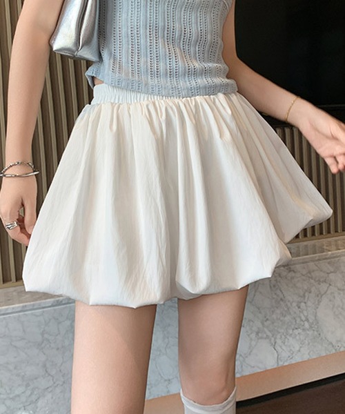DAY CLOSET(デイ クローゼット)の「【ミニ丈/ふわっと軽やかシルエット】バルーンパンツ一体型ハイウエストスカート レディース(スカート・レディース・ブラック/ホワイト/ライトブルー/グレイッシュベージュ・L/M)」の6枚目の写真