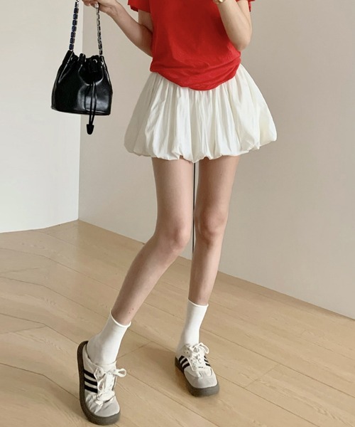 DAY CLOSET(デイ クローゼット)の「【ミニ丈/ふわっと軽やかシルエット】バルーンパンツ一体型ハイウエストスカート レディース(スカート・レディース・ブラック/ホワイト/ライトブルー/グレイッシュベージュ・L/M)」の8枚目の写真