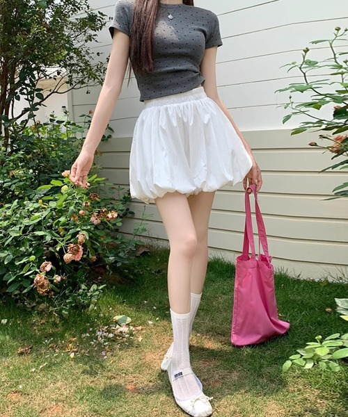 DAY CLOSET(デイ クローゼット)の「【ミニ丈/ふわっと軽やかシルエット】バルーンパンツ一体型ハイウエストスカート レディース(スカート・レディース・ブラック/ホワイト/ライトブルー/グレイッシュベージュ・L/M)」の9枚目の写真