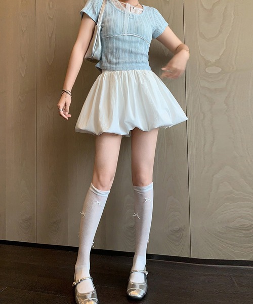 DAY CLOSET(デイ クローゼット)の「【ミニ丈/ふわっと軽やかシルエット】バルーンパンツ一体型ハイウエストスカート レディース(スカート・レディース・ブラック/ホワイト/ライトブルー/グレイッシュベージュ・L/M)」の10枚目の写真