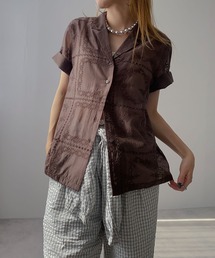 bohmal（ボマール）の「パッチワーク風総刺繍シアー半袖シャツ（シャツ/ブラウス）」