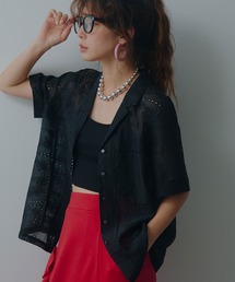 bohmal（ボマール）の「パッチワーク風総刺繍シアー半袖シャツ（シャツ/ブラウス）」