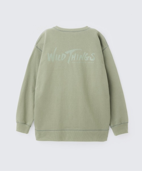 WILD THINGS（ワイルドシングス）の「ウィルダネスギア スウェットクルー｜WILDERNESS GEAR SWEAT CREW（スウェット・メンズ・グレー/カーキ・L/M/S/XL）」の2枚目の写真