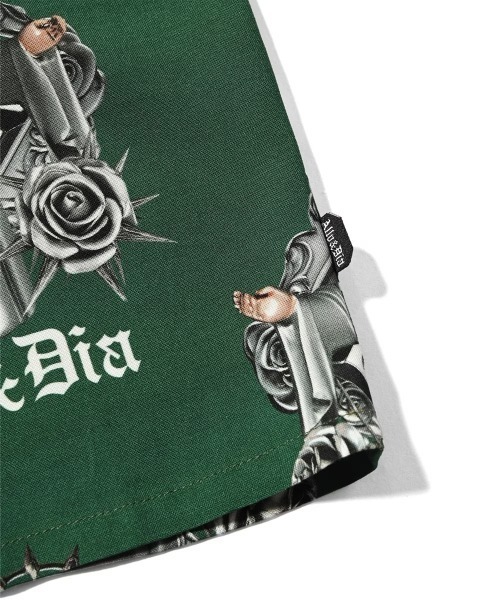 Ally&Dia(アリーアンドダイア)の「アリーアンドダイア【Ally&Dia】- メタルマリア開襟シャツ【METAL MARIA ALLOVER S/S SHIRTS AD25SU001】(シャツ/ブラウス・メンズ・グリーン・M)」の6枚目の写真