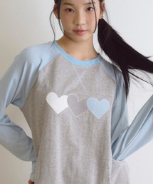Heart Pointed Stripe Long Sleeve Gray