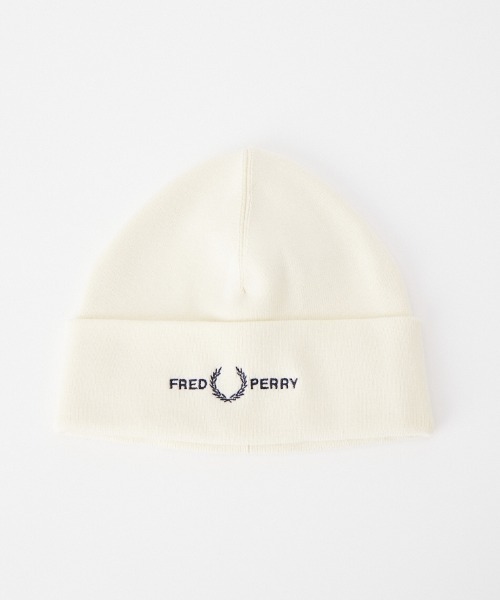 FRED PERRY（フレッドペリー）の「【WEB先行予約】[FRED PERRY/フレッドペリー] グラフィックロゴ刺繍 ニットビーニー（ニットキャップ/ビーニー・レディース・オフホワイト/ブラック・ONE SIZE）」の9枚目の写真