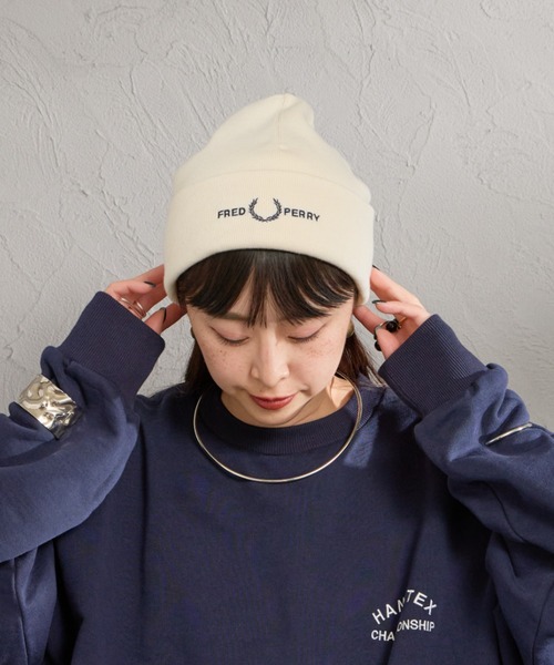 FRED PERRY（フレッドペリー）の「【WEB先行予約】[FRED PERRY/フレッドペリー] グラフィックロゴ刺繍 ニットビーニー（ニットキャップ/ビーニー・レディース・オフホワイト/ブラック・ONE SIZE）」の15枚目の写真