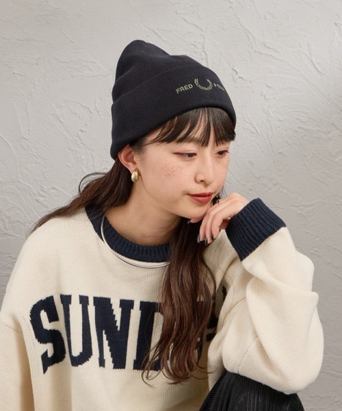 FRED PERRY（フレッドペリー）の「【WEB先行予約】[FRED PERRY/フレッドペリー] グラフィックロゴ刺繍 ニットビーニー（ニットキャップ/ビーニー・レディース・オフホワイト/ブラック・ONE SIZE）」の22枚目の写真