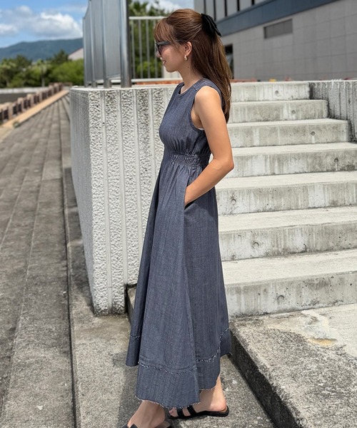 ST.ROONEY(セントルーニー)の「ライトデニムワンピース【低身長・小柄女性向け】(ワンピース・レディース・ライトブラック/ライトブルーグレー・XS)」の6枚目の写真