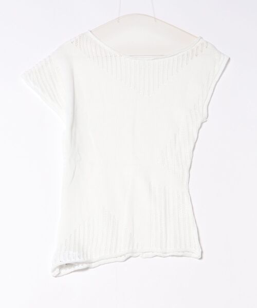 AsheKsha(アシクシャ)の「ワンショルダー透かし編み半袖ニット(Tシャツ/カットソー・レディース・ホワイト・M)」の17枚目の写真