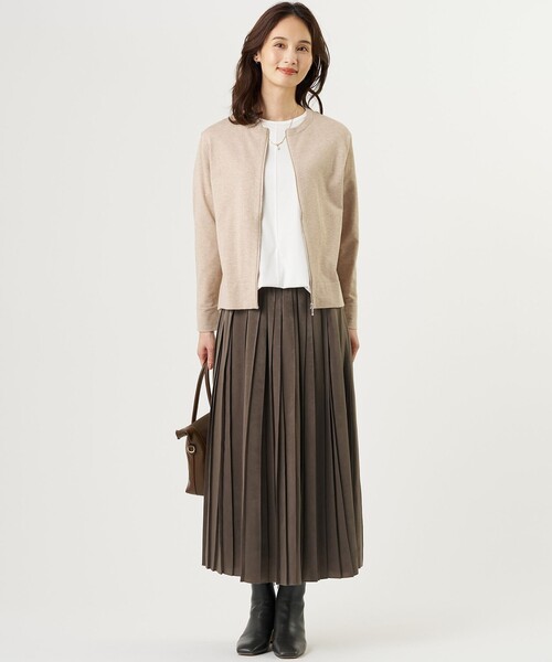 J.PRESS Ladies（J.プレス レディス）の「【季節の変わり目に】Vis/Peスパーク ニット ブルゾン（ニット/セーター・レディース・ネイビー系/ベージュ系・SMALL）」の4枚目の写真