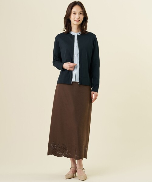 J.PRESS Ladies（J.プレス レディス）の「【季節の変わり目に】Vis/Peスパーク ニット ブルゾン（ニット/セーター・レディース・ネイビー系/ベージュ系・SMALL）」の6枚目の写真