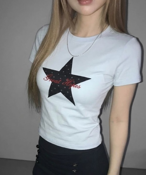 SHEPP（シープ）の「【26年春夏新作】Y2K スターグラフィック 半袖Tシャツ（Tシャツ/カットソー・レディース・ホワイト・L/M）」の20枚目の写真