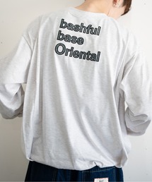 bashful base Oriental（バッシュフルベースオリエンタル）の「【bbO】チェック柄パッチワークロゴドロストロンT（Tシャツ/カットソー）」