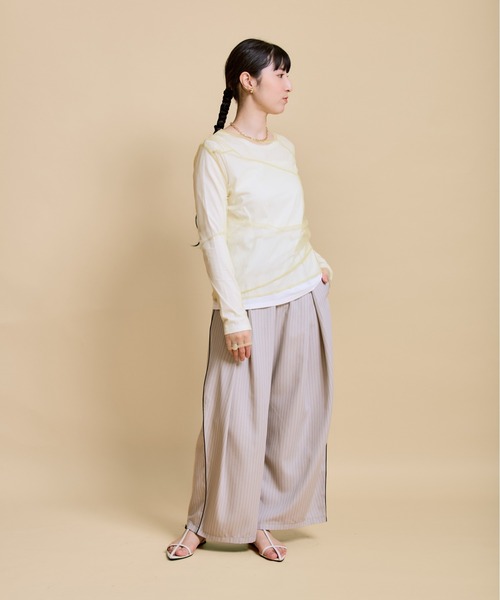 LHELBIE（レルビエ）の「チュールレイヤードセットトップス（Tシャツ/カットソー・レディース・ブラック/アイボリー/イエロー・M）」の12枚目の写真