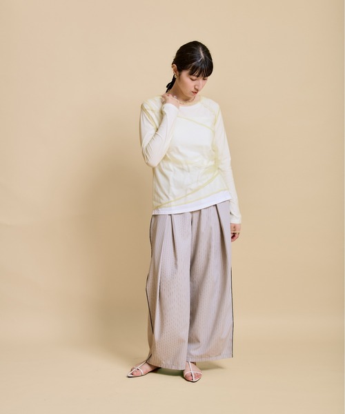 LHELBIE（レルビエ）の「チュールレイヤードセットトップス（Tシャツ/カットソー・レディース・ブラック/アイボリー/イエロー・M）」の5枚目の写真