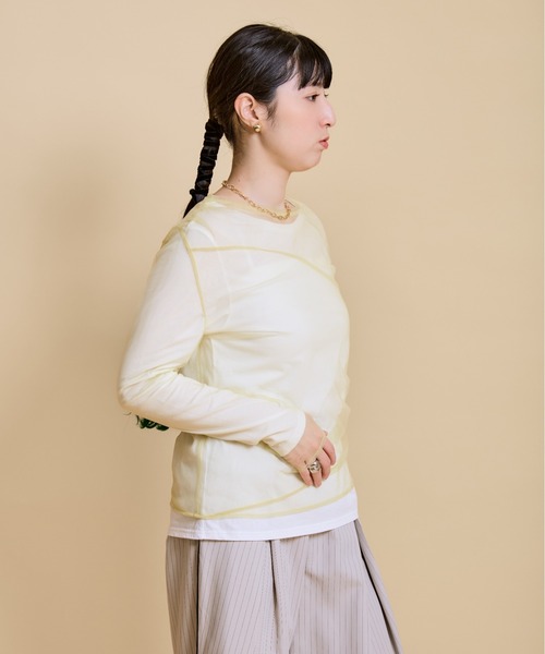 LHELBIE（レルビエ）の「チュールレイヤードセットトップス（Tシャツ/カットソー・レディース・ブラック/アイボリー/イエロー・M）」の19枚目の写真