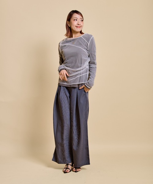 LHELBIE（レルビエ）の「チュールレイヤードセットトップス（Tシャツ/カットソー・レディース・ブラック/アイボリー/イエロー・M）」の7枚目の写真