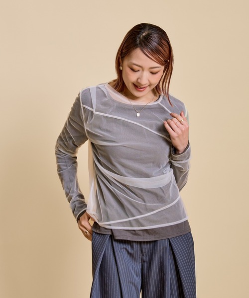 LHELBIE（レルビエ）の「チュールレイヤードセットトップス（Tシャツ/カットソー・レディース・ブラック/アイボリー/イエロー・M）」の22枚目の写真