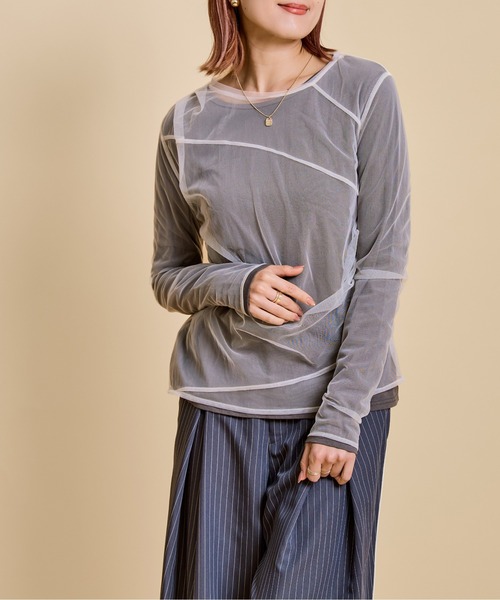 LHELBIE（レルビエ）の「チュールレイヤードセットトップス（Tシャツ/カットソー・レディース・ブラック/アイボリー/イエロー・M）」の21枚目の写真