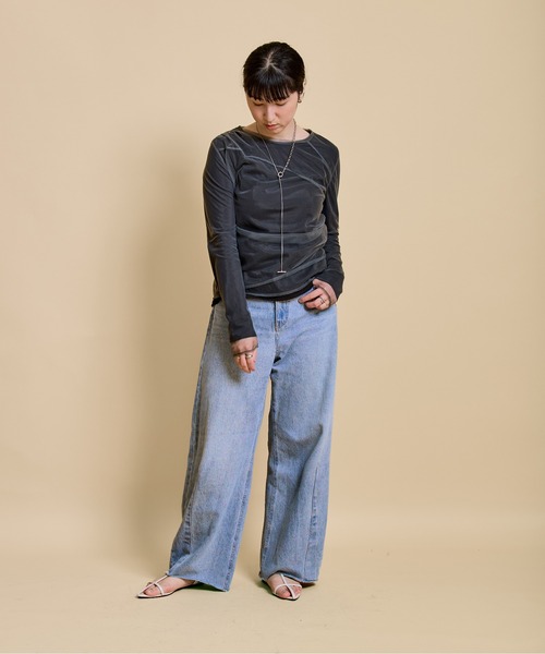 LHELBIE（レルビエ）の「チュールレイヤードセットトップス（Tシャツ/カットソー・レディース・ブラック/アイボリー/イエロー・M）」の9枚目の写真