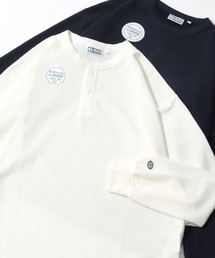 DISCUS/ディスカス オーバーサイズ サーマル ワッフル ヘンリーネック 長袖Tシャツ ロンT レディース メンズ