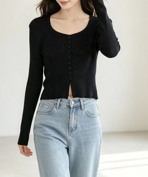 Miniministore(ミニミニストア)の「ニットトップス 韓国風 ショート丈ニット(ニット/セーター・レディース・ホワイト/ブラック・FREE)」の8枚目の写真