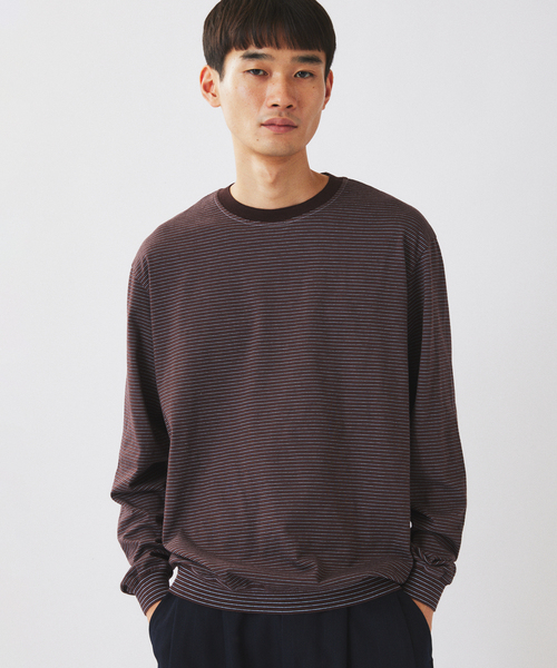 Yonetomi(ヨネトミ)の「米富繊維 / Yonetomi 別注 ガーメントダイ ボーダー ロンT(Tシャツ/カットソー・メンズ・ネイビー/ブラウン/ワイン・MEDIUM/LARGE)」の5枚目の写真