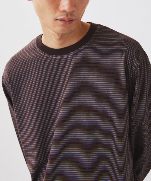 Yonetomi(ヨネトミ)の「米富繊維 / Yonetomi 別注 ガーメントダイ ボーダー ロンT(Tシャツ/カットソー・メンズ・ネイビー/ブラウン/ワイン・MEDIUM/LARGE)」の7枚目の写真