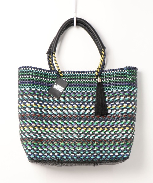 def/focus tokyo（デフフォーカストーキョー）の「WOVEN (ウーヴン) /ミドルトート メキシコ製 ミディアムサイズ バスケットバッグ メルカドバッグ かごバッグ（かごバッグ・レディース・パープル系その他/ブラウン系その他/ブラック×ホワイト/マルチ/ネイビー/ダークグリーン/ブラック系その他2・FREE）」の7枚目の写真
