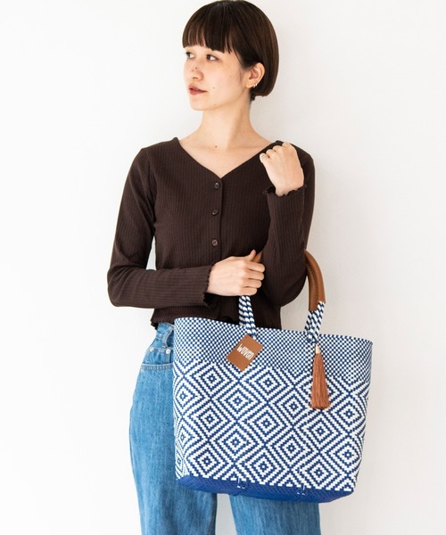 def/focus tokyo（デフフォーカストーキョー）の「WOVEN (ウーヴン) /ミドルトート メキシコ製 ミディアムサイズ バスケットバッグ メルカドバッグ かごバッグ（かごバッグ・レディース・パープル系その他/ブラウン系その他/ブラック×ホワイト/マルチ/ネイビー/ダークグリーン/ブラック系その他2・FREE）」の17枚目の写真