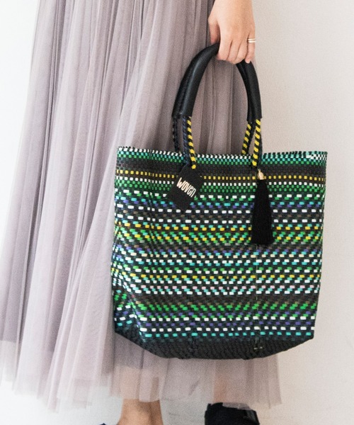 def/focus tokyo（デフフォーカストーキョー）の「WOVEN (ウーヴン) /ミドルトート メキシコ製 ミディアムサイズ バスケットバッグ メルカドバッグ かごバッグ（かごバッグ・レディース・パープル系その他/ブラウン系その他/ブラック×ホワイト/マルチ/ネイビー/ダークグリーン/ブラック系その他2・FREE）」の21枚目の写真