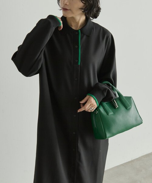 ear PAPILLONNER(イアパピヨネ)の「ポロ襟ワンピース【SUM1 STYLE】(ワンピース・レディース・ブラック/グレー・FREE)」の3枚目の写真