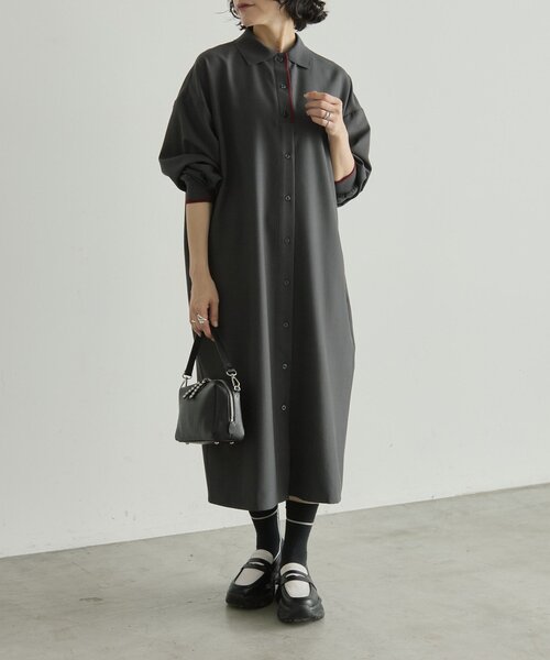 ear PAPILLONNER(イアパピヨネ)の「ポロ襟ワンピース【SUM1 STYLE】(ワンピース・レディース・ブラック/グレー・FREE)」の16枚目の写真