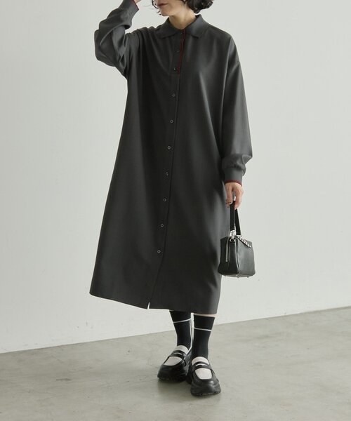 ear PAPILLONNER(イアパピヨネ)の「ポロ襟ワンピース【SUM1 STYLE】(ワンピース・レディース・ブラック/グレー・FREE)」の17枚目の写真