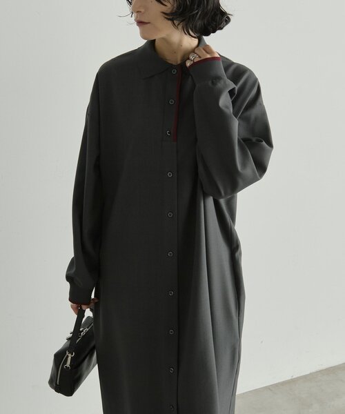 ear PAPILLONNER(イアパピヨネ)の「ポロ襟ワンピース【SUM1 STYLE】(ワンピース・レディース・ブラック/グレー・FREE)」の21枚目の写真