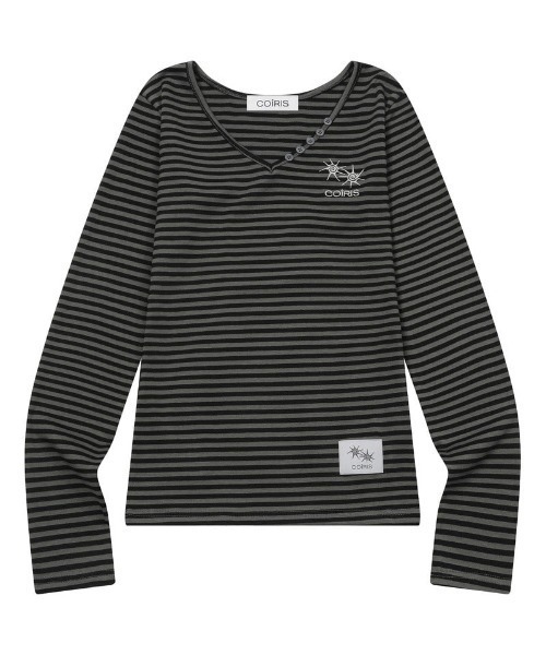 COIRIS(コイリス)の「◇COIRIS◇ブランド直輸入正規品/ローザ Vネック ストライプ 長袖Tシャツ Rosa V-neck Stripe Long Sleeve Tee(Tシャツ/カットソー・レディース・ブラック系その他/ブラック×ホワイト・FREE)」の7枚目の写真