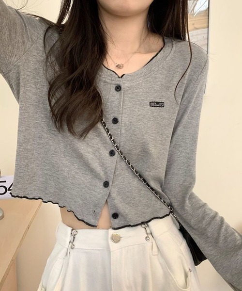 WESTSEA(ウエストシー)の「配色メロウ ワンポイント ショート丈 長袖 カーディガン(Tシャツ/カットソー・レディース・オフホワイト/ブラック/グレー・M/L)」の14枚目の写真