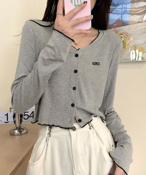 WESTSEA(ウエストシー)の「配色メロウ ワンポイント ショート丈 長袖 カーディガン(Tシャツ/カットソー・レディース・オフホワイト/ブラック/グレー・M/L)」の17枚目の写真