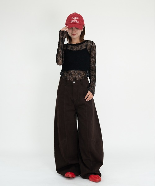 bashful base Oriental(バッシュフルベースオリエンタル)の「【bbO】ストレッチレースロングスリーブトップス(Tシャツ/カットソー・レディース・ブラック/アイボリー・FREE)」の7枚目の写真